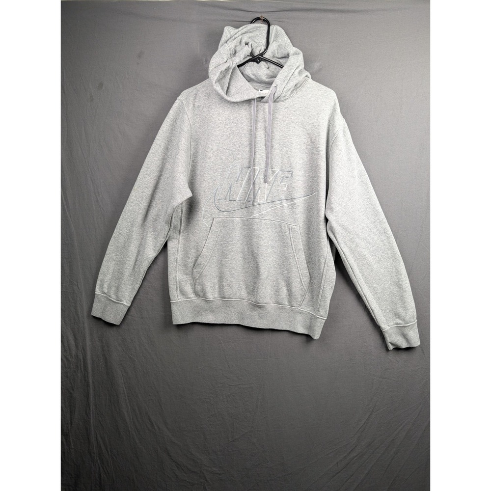 Nike Mens Grey Embroidered Swoosh Logo Pullover Hoodie BV2641-063 Size M